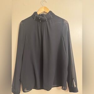 Karl Lagerfeld Black Top with Pearl Details